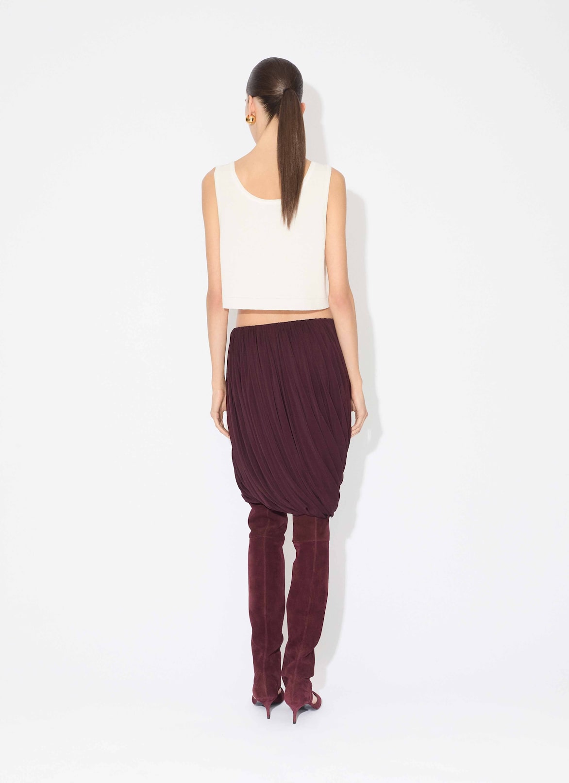 SOFT JERSEY TWISTED SKIRT ALAÏA BURGUNDY SOFT JERSEY TWISTED SKIRT